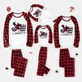 Letter Print Plaid Design Family Matching Pajamas Sets (Flame Resistant) Red