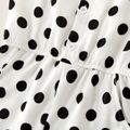 Kids Girl Polka Dots Button Bowknot Jumpsuit White