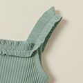 Ribbed Solid Sleeveless Baby Romper Green image 3