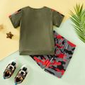 2-piece Toddler Boy Letter Camouflage Tee and Shorts Set Dark Green
