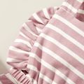 Stripe Print Ruffle Decor Sleeveless Baby Jumpsuit Rosy image 4