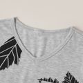 Fashionable Kid Boy Leaf Print T-shirt Grey