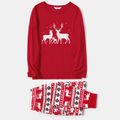 Christmas Family Reindeer Print Matching Pajamas Sets (Flame Resistant) Red
