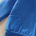2-piece Toddler Boy Hoodies with Pocket and Colorblock Pants Set Blue image 4