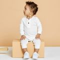 Baby Boy/Girl 95% Cotton Ribbed Long-sleeve Button Up Jumpsuit White image 4