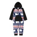 Family Matching Christmas Bear Print Hooded Onesies Pajamas Sets (Flame Resistant) Color block