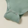 Ribbed Solid Sleeveless Baby Romper Green image 4