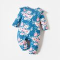 Smurfs Baby Girl Floral and Stripe Cotton Jumpsuit Blue