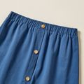 Pretty Kid Girl Button Pocket Pure Cotton Solid Skirt Royal Blue