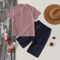 Fashionable Kid Boy Plaid Casual Suits Red