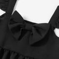 Solid Black Sling Bowknot Design Dresses for Mommy and Me Black