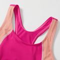 Color Block Tank One-piece Activewear Swimsuit for Toddlers / Kids Pink