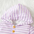 100% Cotton 2pcs Stripe Short-sleeve Hooded Romper Pants Baby Set Purple