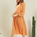 Maternity casual Print Square neck Tunic Long-sleeve Dress Orange