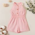 Toddler Girl  Comfortable Solid Sleeveless Jumpsuits Pink