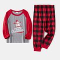 Christmas Snowman and Plaid Print Raglan Long-sleeve Family Matching Pajamas Set (Flame Resistant) Red
