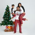 Christmas Tree and Reindeer Print Plaid Family Matching Pajamas Sets (Flame Resistant) Black/White/Red