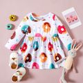 Baby Girl Food Donuts Print Long-sleeve Dress Multi-color
