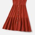 100% Cotton Crepe Solid Flutter-sleeve Matching Red/Royal Blue Midi Dresses Red