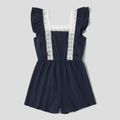 100% Cotton Lace Stitching Matching Navy Shorts Rompers Dark Blue