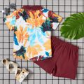 2-piece Toddler Boy Summer Print Shirt and Shorts Set Cameo brown