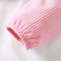 Baby Girl Pink Corduroy Rabbit Floral Print Suspender Jumpsuits Pink image 4
