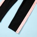 2-piece Kid Girl Letter Print Tie Knot Long-sleeve Tee and Colorblock Pants Set Black image 5