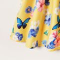 Kids Girl Butterfly Bowknot Ruffle Collar Dress Yellow