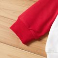 Letter and Sun Print Long-sleeve Red and White Baby Pullover Top White image 4