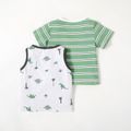 2-Pack Toddler Boy Summer Dinosaur and Striped Top Color block