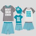 Letter Print  Family Matching Pajamas Sets（Flame Resistant） Color block