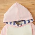 3pcs Striped Color Blocked Hooded Long-sleeve Baby Set Pink image 3