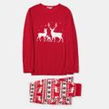 Christmas Family Reindeer Print Matching Pajamas Sets (Flame Resistant) Red image 3