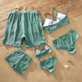 Family Look Casual Solid Matching Swimsuits Light Green