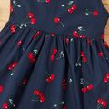 100% Cotton Cherry Print Backless Sleeveless Baby Dress Royal Blue