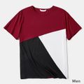 Color Block Short Sleeve T-shirts for Daddy and Me Black/White/Red