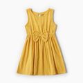 Mommy and Me 100% Cotton Front-button Side Pocket Solid Tank Dresses Yellow