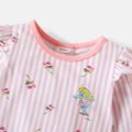 Smurfs Baby Girl Floral Strip and Flounce Cotton Jumpsuit Light Pink