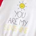 Letter and Sun Print Long-sleeve Red and White Baby Pullover Top White image 3