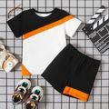 2-piece Toddler Boy Casual Splice Tee and Shorts Set White image 1