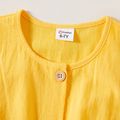 Kid Girl Short-sleeve Solid 100% Cotton Rompers Yellow image 5