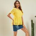 casual Print Round collar Short Sleeve Shirt Yellow