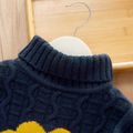 Toddler Girl/Boy Animal Embroidery Turtleneck Cable Knit Sweater Dark Blue