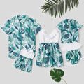 Leaves Print Family Matching Tops Green/White