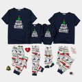 Christmas Letter Short-sleeve Top and Reindeer Pants Family Matching Pajamas Sets (Flame Resistant) Dark Blue image 2