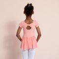Solid Color One-piece Short Sleeves Ballet Dress-wear for Kids Mauve Pink