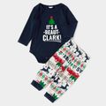 Christmas Letter Short-sleeve Top and Reindeer Pants Family Matching Pajamas Sets (Flame Resistant) Dark Blue image 4