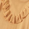 Trendy Toddler Girl Ruffled Long-sleeve Solid Dress Khaki