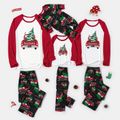 Family Matching Red Car Carrying Christmas Tree Pajamas Sets (Flame resistant) Red/White image 2