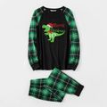 Family Matching Christmas Dinosaur and Plaid Print Long-sleeve Pajamas Set(Flame Resistant) Green